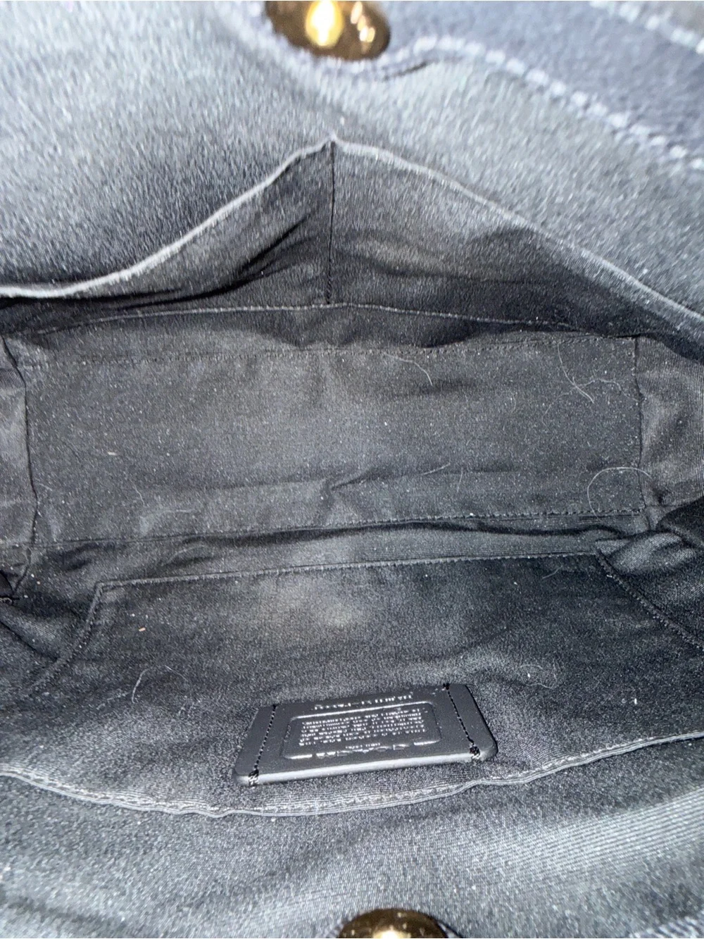 Coach Factory Black Leather Shoulder Bag with Gold Accents